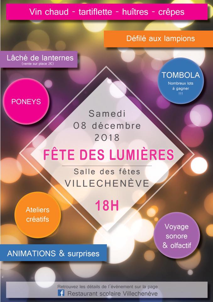 Affiche fete des lumieres villecheneve 8 12 18